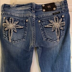 Miss Me Blue Jeans with Silver Embellishments
